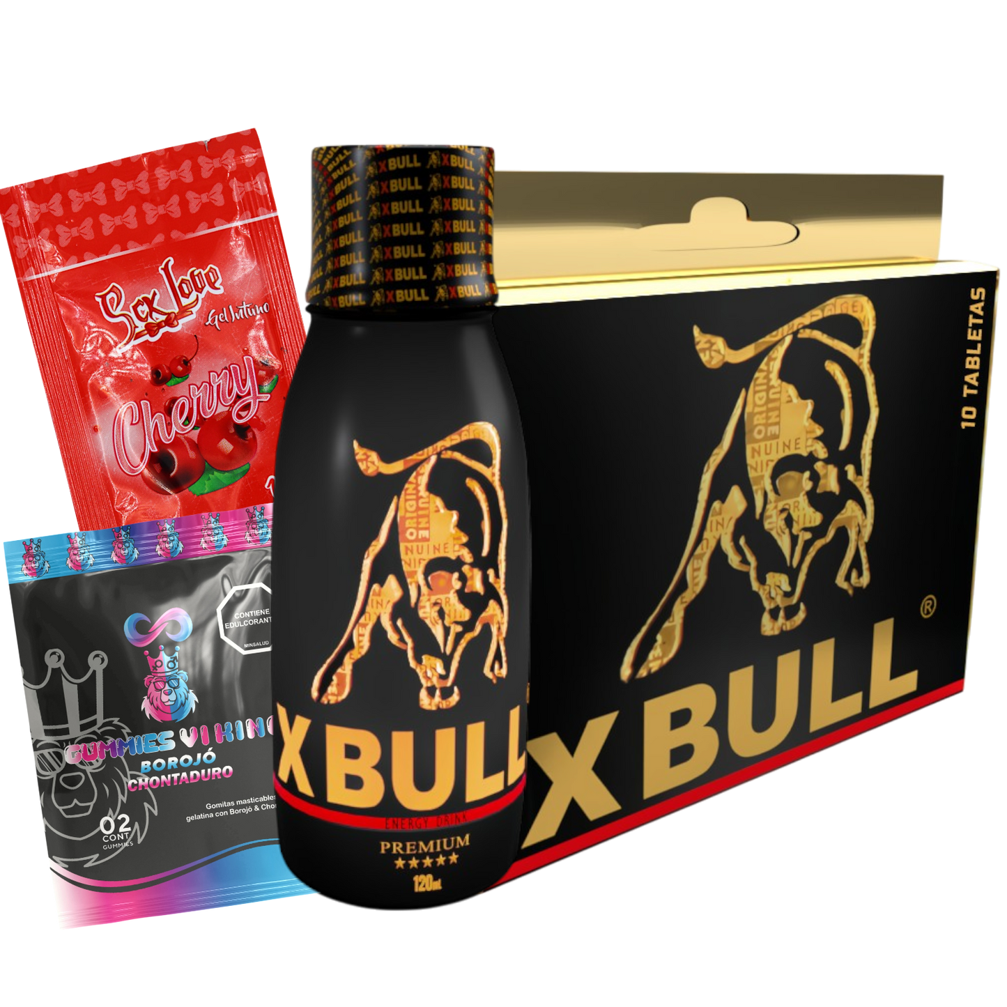 X-Bull 10 tab + Gummies+ Jarabe + Sachet